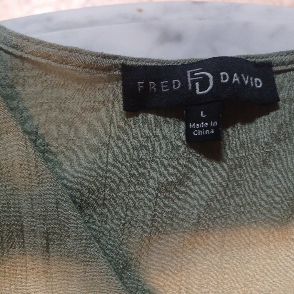 Fred David Women's Pull-Over Long Sleeve Top L Olive Green - Picture 2 of 5